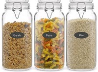 Airtight Glass Jars with Lids Set of 3. 78oz Glass