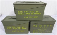 (3) Empty metal military ammo cans.