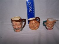 3 ENGLISH CHARACTER CREAMERS - 2" TO 3"