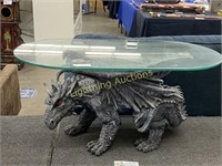 SLATE TONE DRAGON TABLE WITH GLASS TOP