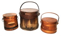 Vintage Wooden Lunch Pails with Handles
