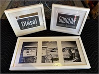 3 x Framed Gas Pump Pictures