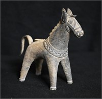 19th Century India Bronze War Horse Statue 4 7/8"