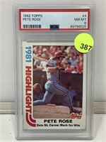 PSA 8 1982 Topps Pete Rose #4 Cased & Graded