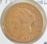 1899 $20 Liberty Double Eagle Gold Coin