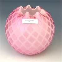 Fenton Pink Cased Quilted Satin Ruffled Rosebowl