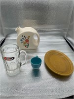 assorted glass/ceramic lot with water pitcher