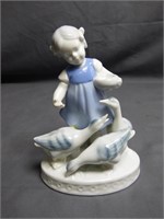 Gerold Porzellan Girl w/ Geese Porcelain Figurine