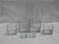 Assorted Glass Cube Vases Tallest 15.75"x 4"x 54"