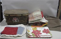 Picnic Basket W/Assorted Linens See Info