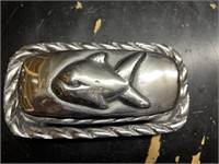 Authentic Pewter Butter Tray w/ Dolphin Design