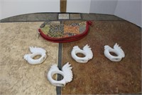 Rooster Napkin Holders and Rooster Pot Holder