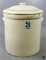 Vintage 3 Gallon Crock w/Lid