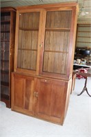 2 Piece Antique Oak Stepback Cabinet With Dowels