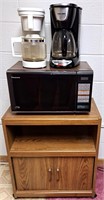ROLLING MICROWAVE STAND MICROWAVE & 2 COFFEE MAKER