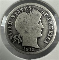 1912-S Silver Barber Dime