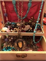 Box full of costume jewely