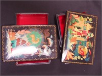 Two Russian enameled boxes, both 6 1/2" long