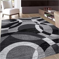 Rugshop Abstract Circles Area Rug 9' x 12' Gray