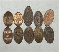 (10) RARE FLATTENED COINS
