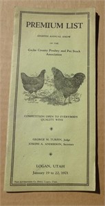 1921 Cache Co Logan Utah Fair Booklet