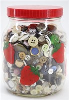 Glass Strawberry Canister Jar of Vintage Buttons