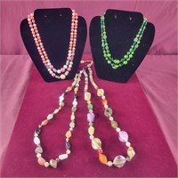 4 Beaded Necklaces  - longest one is natural