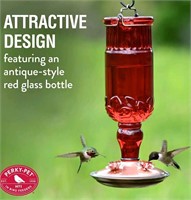 Perky-Pet Red Antique Bottle Decorative Glass