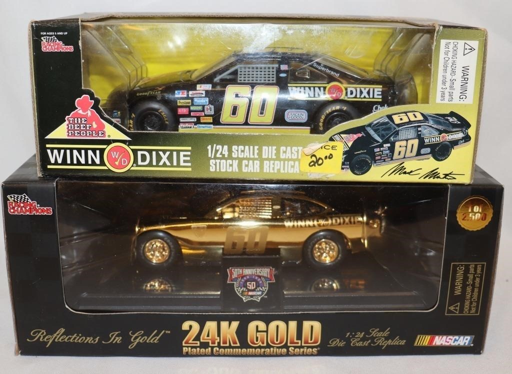 2 Mark Martin #60 Nascars, 1) 24K Gold Plated