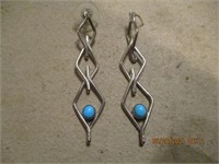 Turquiose, Silver ? Unmarked Earrings