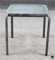 Metal Outdoor End Table w/Glass Inset