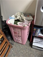 laundry basket of linens, 2.5ft tall