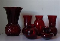 6 Vintage Anchor Hocking Royal Ruby Red Glass