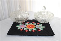 SMALL TAPESTRY & 2 CANDY DISHES