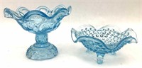 2 Vintage Blue Glass Bowls