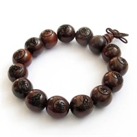 Natural Wood Buddhist Mantra Engraved Prayer Beads