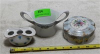 Ceramic flowers cup with handles, trinket box