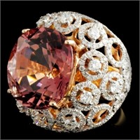 17.17ct Tourmaline & 2.55ctw Diam Ring in 18K Gold