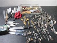 Large Lot of Flatware and Knives