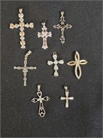 8 - STERLING SILVER CROSSES