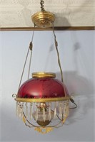 Antique Cranberry Hanging Lamp