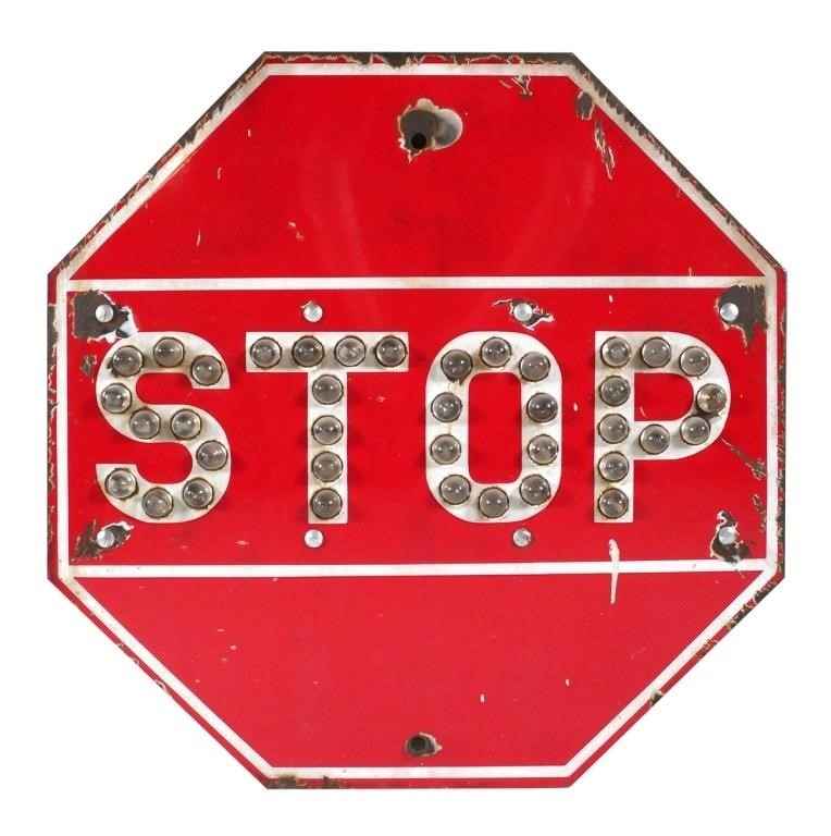 Antique Glass Cat's Eye STOP SIGN
