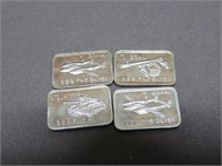 Lot of 4 1Gram Silver Pieces with Military Imagine