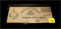 25-Cent obsolete bank note, Anderson & Lathrop,
