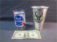 Beer Glass Lot Pabst Blue Ribbon & Cool Light