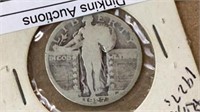 1927 S standing liberty silver quarter coin