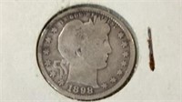 1898 barber silver quarter found metal detecting