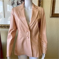 Escada Pink Lambskin Leather Blazer Jacket 38