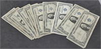(9) One Dollar Silver Certificate Notes