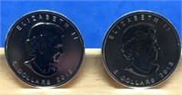 (2) 2013 One Ounce Silver Five Dollar Canada